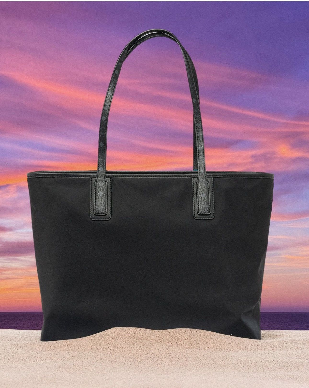 MCM Mcm Black Embroidered Logo Tote Zip Closure Shoulder Strap Size ONE SIZE - 2 Thumbnail