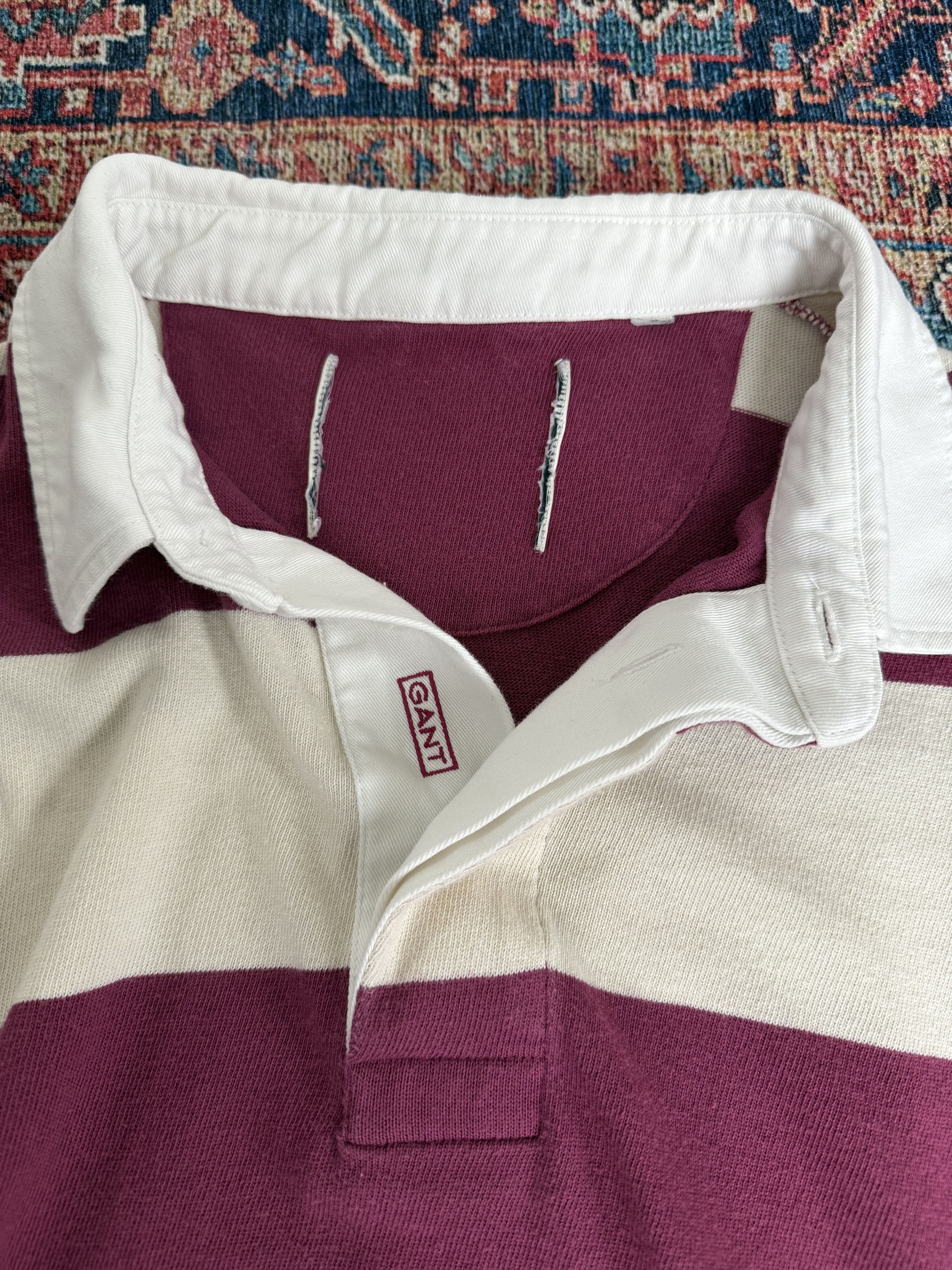 Gant Gant Block Striped Heavy Rugger Cream and Pink Rugby Shirt Size US XL / EU 56 / 4 - 5 Thumbnail