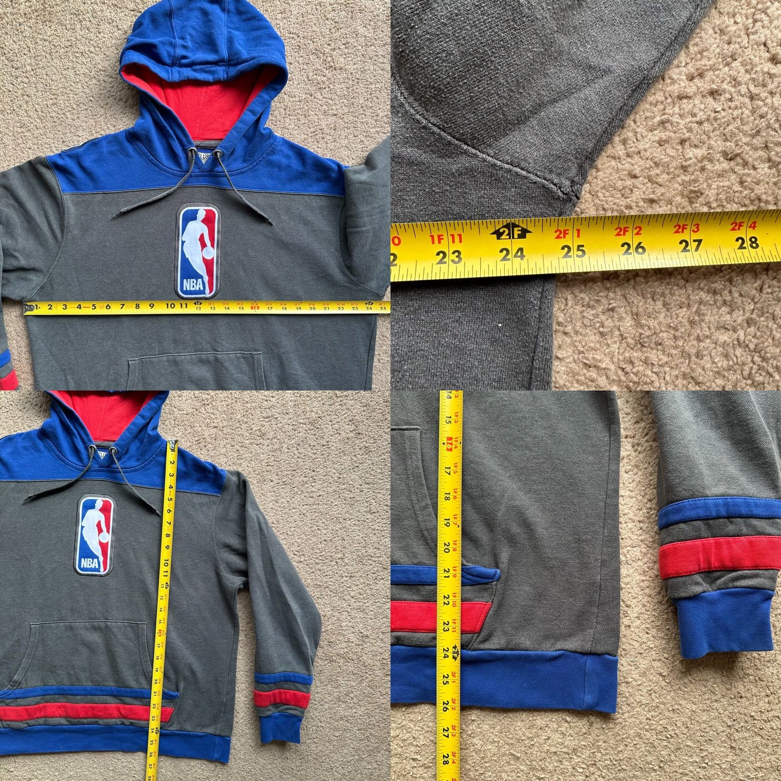 NBA NBA Sweatshirt Mens Large Hoodie Pullover Pockets Patch Grey Backetball Size US L / EU 52-54 / 3 - 8 Thumbnail