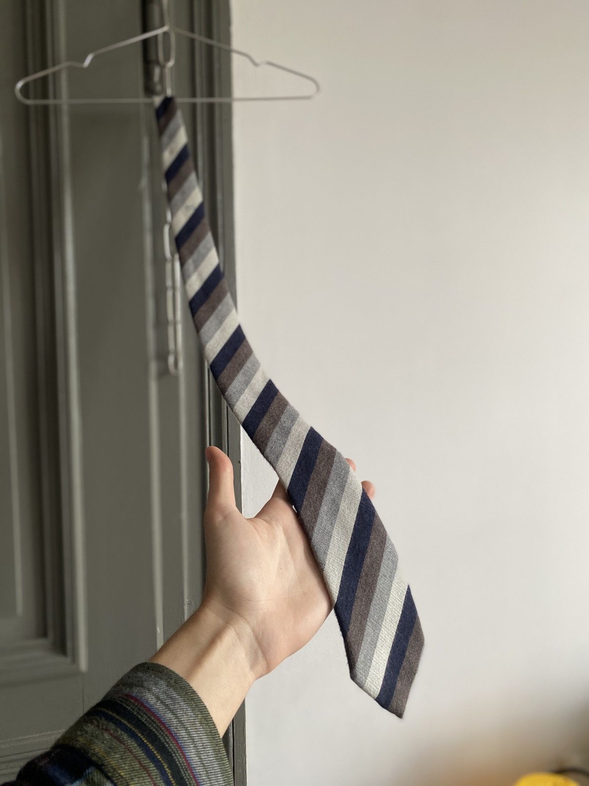 Boggi × Designer Boggi Striped Wool Silk Tie Size ONE SIZE - 4 Thumbnail