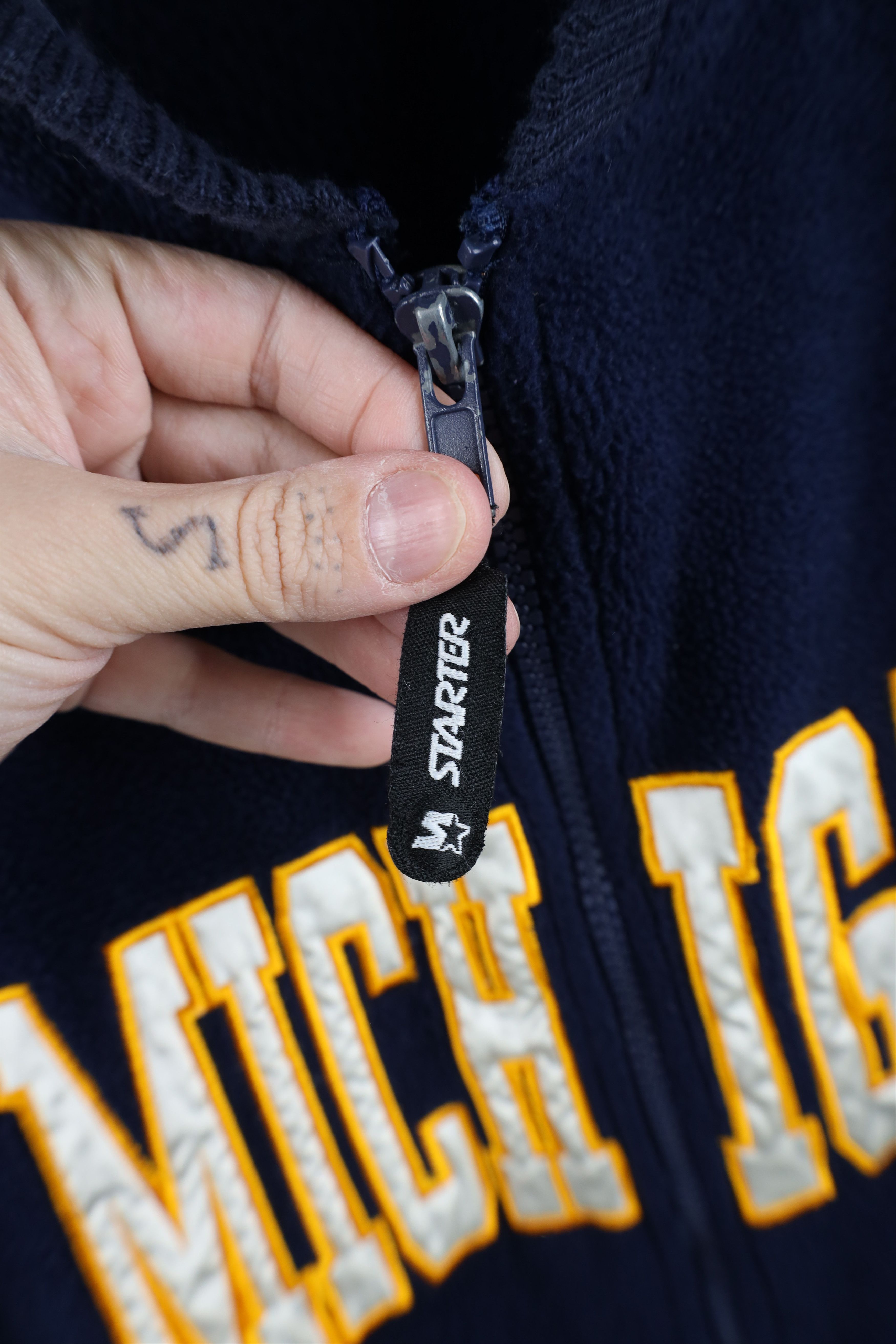 Starter Vintage 90s Starter of Michigan Full Zip Fleece Hoodie Blue Size US XL / EU 56 / 4 - 6 Thumbnail