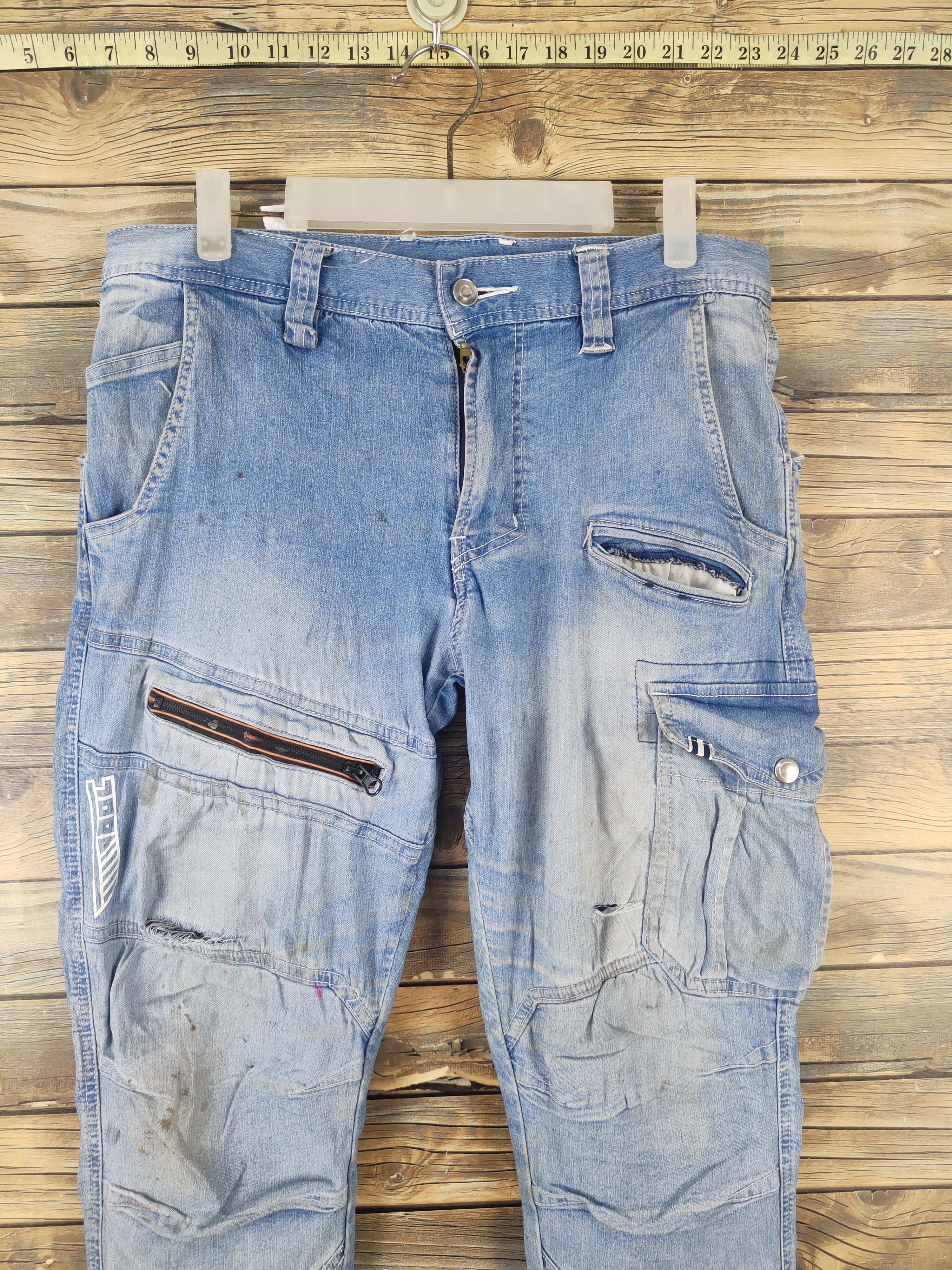 Japanese Brand Toraichi Blue Distressed Ripped Jogger Jeans #W1998 Size US 32 / EU 48 - 2 Thumbnail