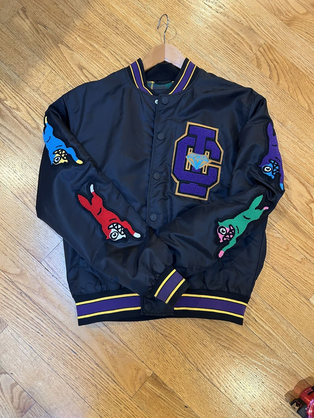 image of Billionaire Boys Club x Icecream Ice Cream Varsity Bomber Jacket in Black, Men's (Size Small)