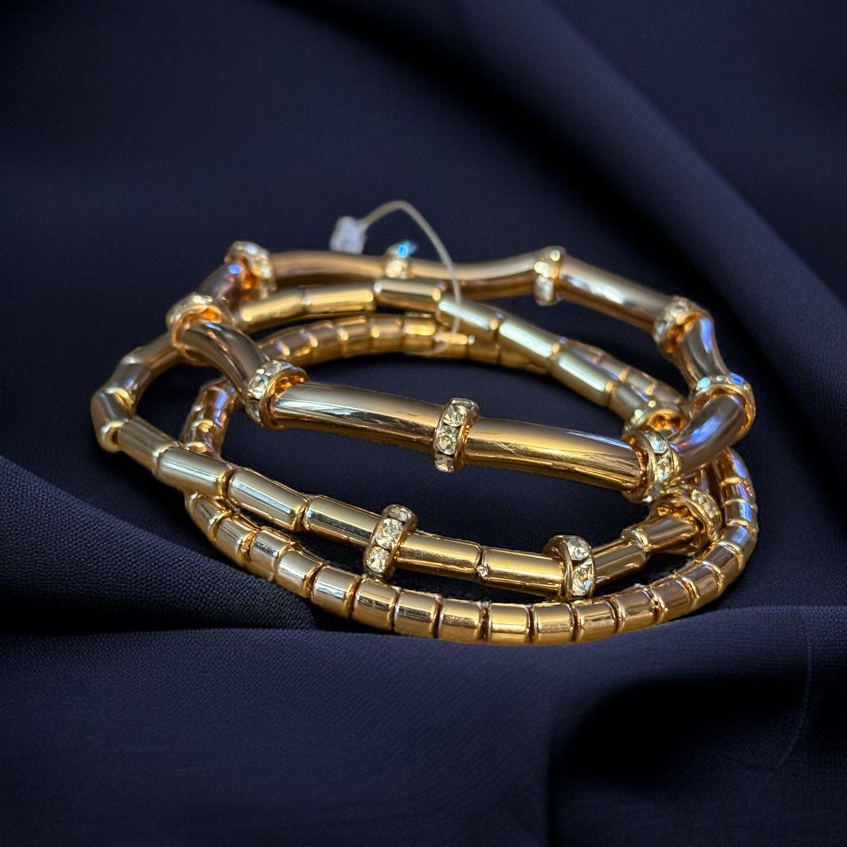 Other Gold tone bead and clear rhinestones stretch bracelets Size ONE SIZE - 1 Thumbnail