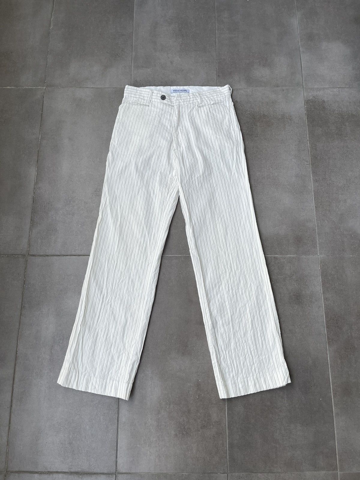 Martin Asbjorn Martin Asbjorn Cream White Striped Casual Pants Size US 30 / EU 46 - 4 Thumbnail