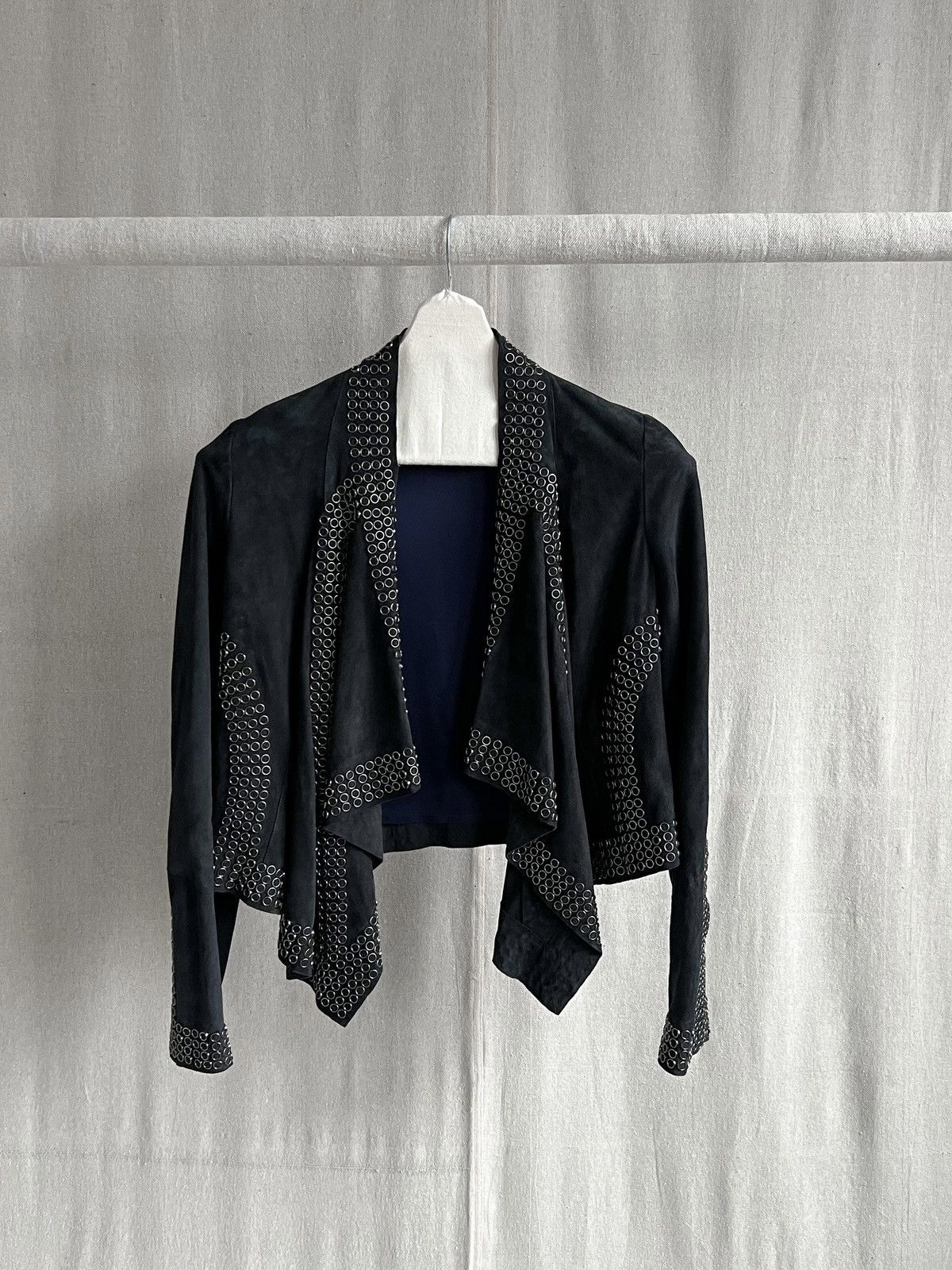 Roberto Cavalli AWO9 Runway Draped Suede Studded Leather Jacket Size M / US 6-8 / IT 42-44 - 6 Thumbnail