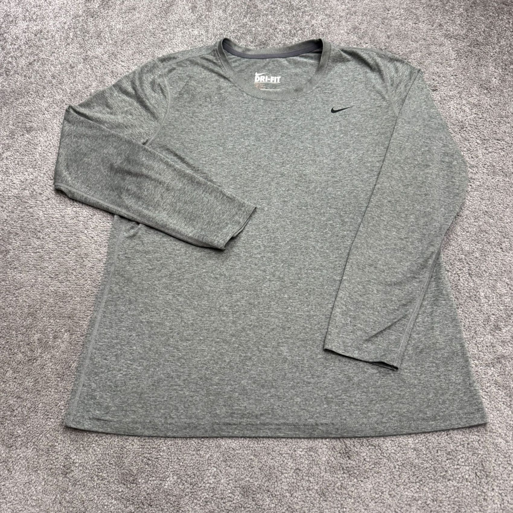 Nike Nike Dri-Fit Long Sleeve Active T-Shirt Men XL Heather Gray Crew Neck Activewear Size US XL / EU 56 / 4 - 2 Thumbnail