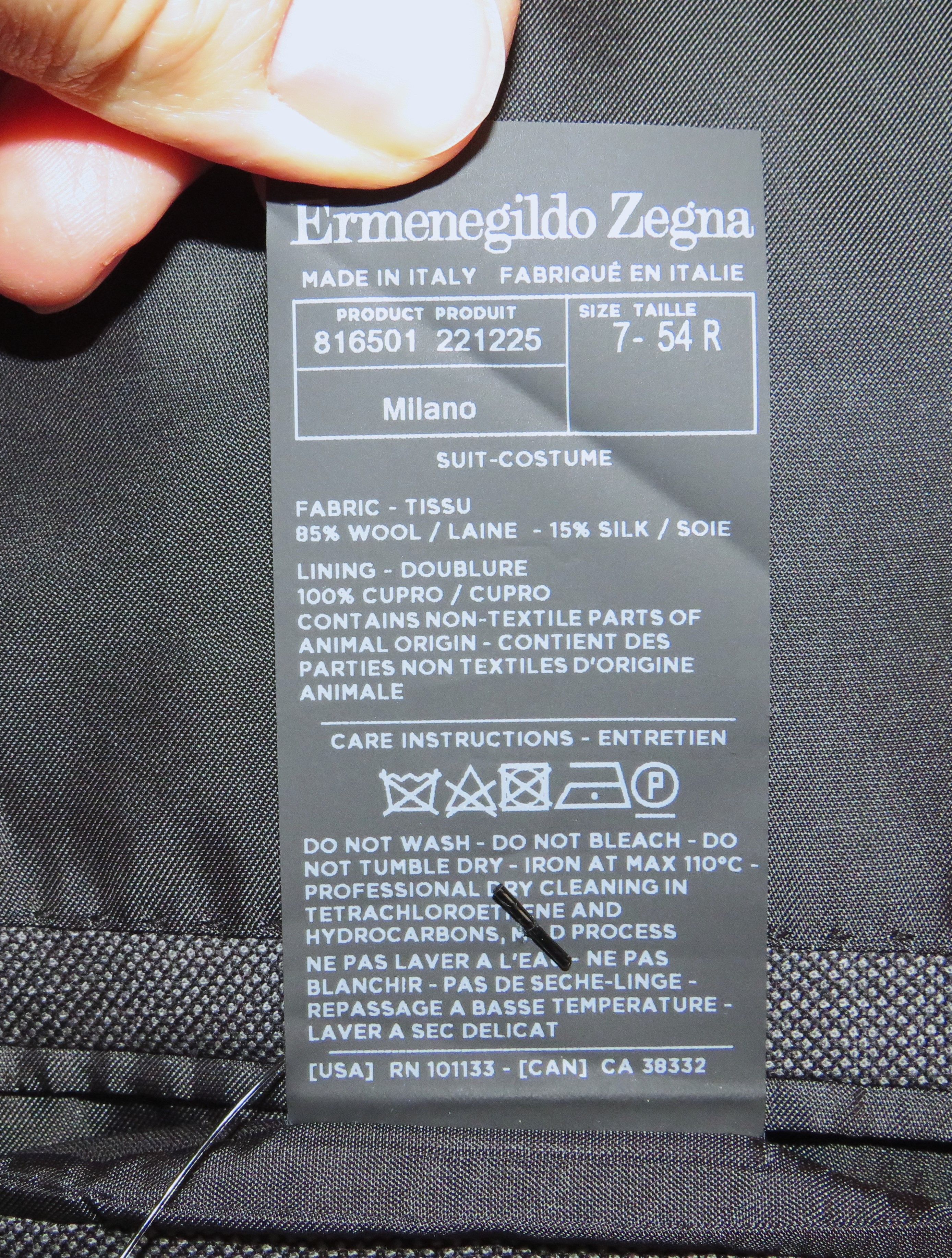 Ermenegildo Zegna Trofeo 600 Very Recent Gray Plaid Two Button Suit 44R Size 44R - 17 Thumbnail