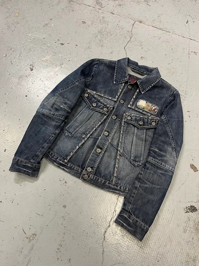 Marithe + Francois Girbaud AW2007 Marithé + François Girbaud Patch Blue Denim Jacket Size S / US 4 / IT 40 - 3 Thumbnail