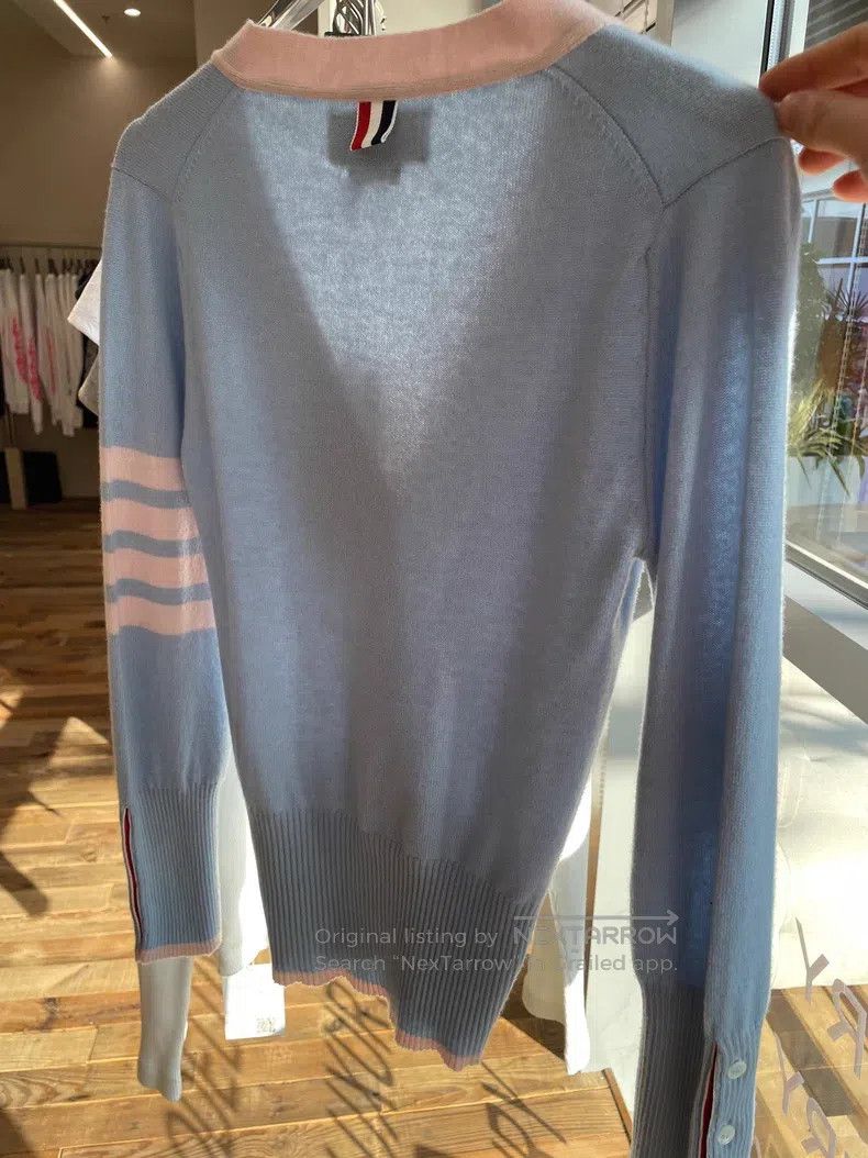 Thom Browne Thom Browne Blue Four Striped Pure Cashmere Cardigan Size XS / US 0-2 / IT 36-38 - 4 Thumbnail