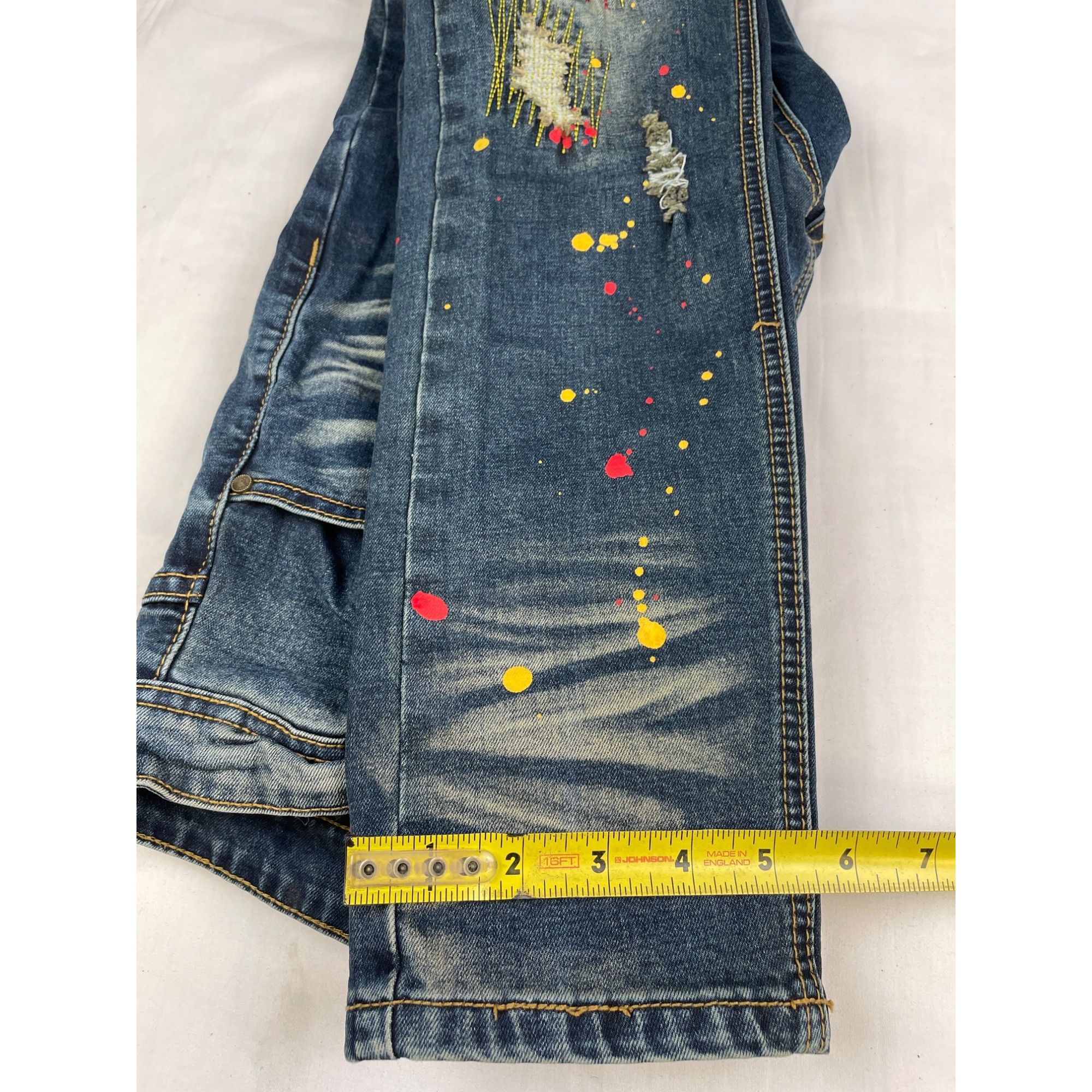 Other Switch Remarkable Men's Blue paint splatter Jeans/ Slim Tape Size US 34 / EU 50 - 6 Thumbnail