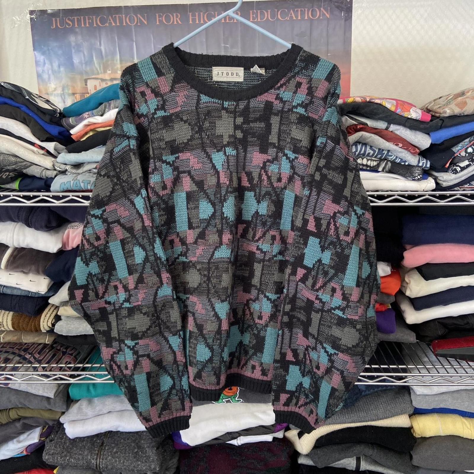Other Vtg 90s j Todd trippy knit crewneck sweatshirt size XL Size US XL / EU 56 / 4 - 1 Thumbnail