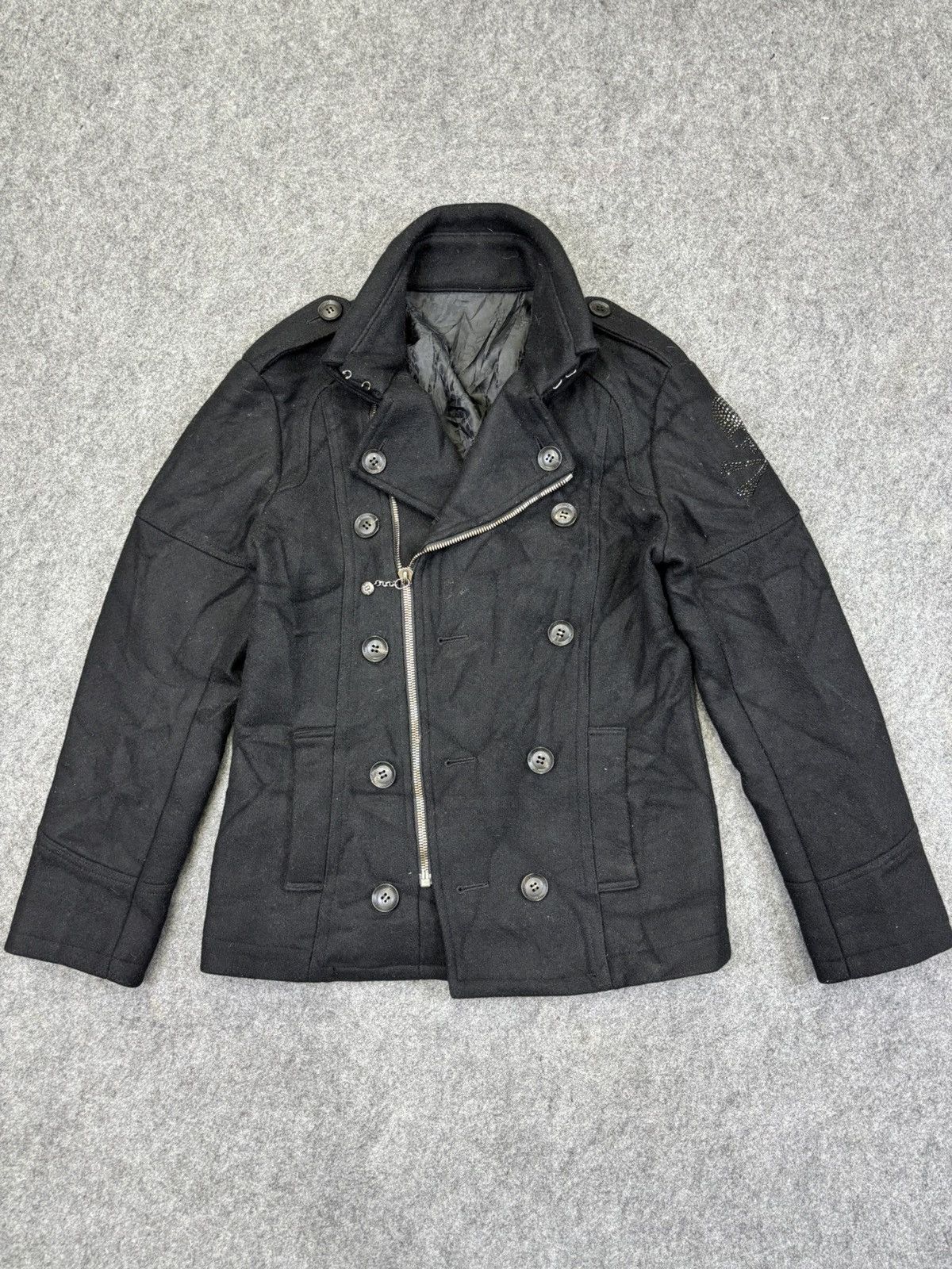Roen 💥Archival💥Roen Double Breast Skull Wool Peacot F981 Size US S / EU 44-46 / 1 - 14 Thumbnail