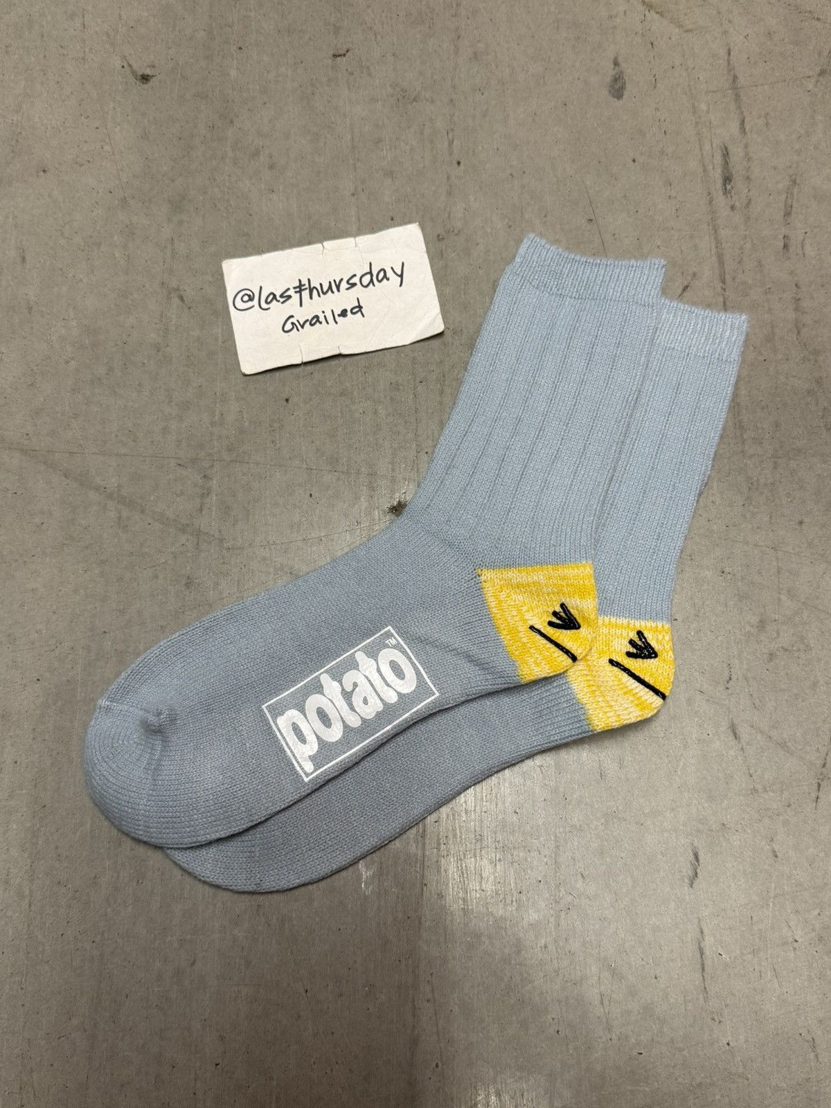 Imran Potato Imran Potato Happy Heel Knit Socks Blue Size ONE SIZE - 1 Thumbnail