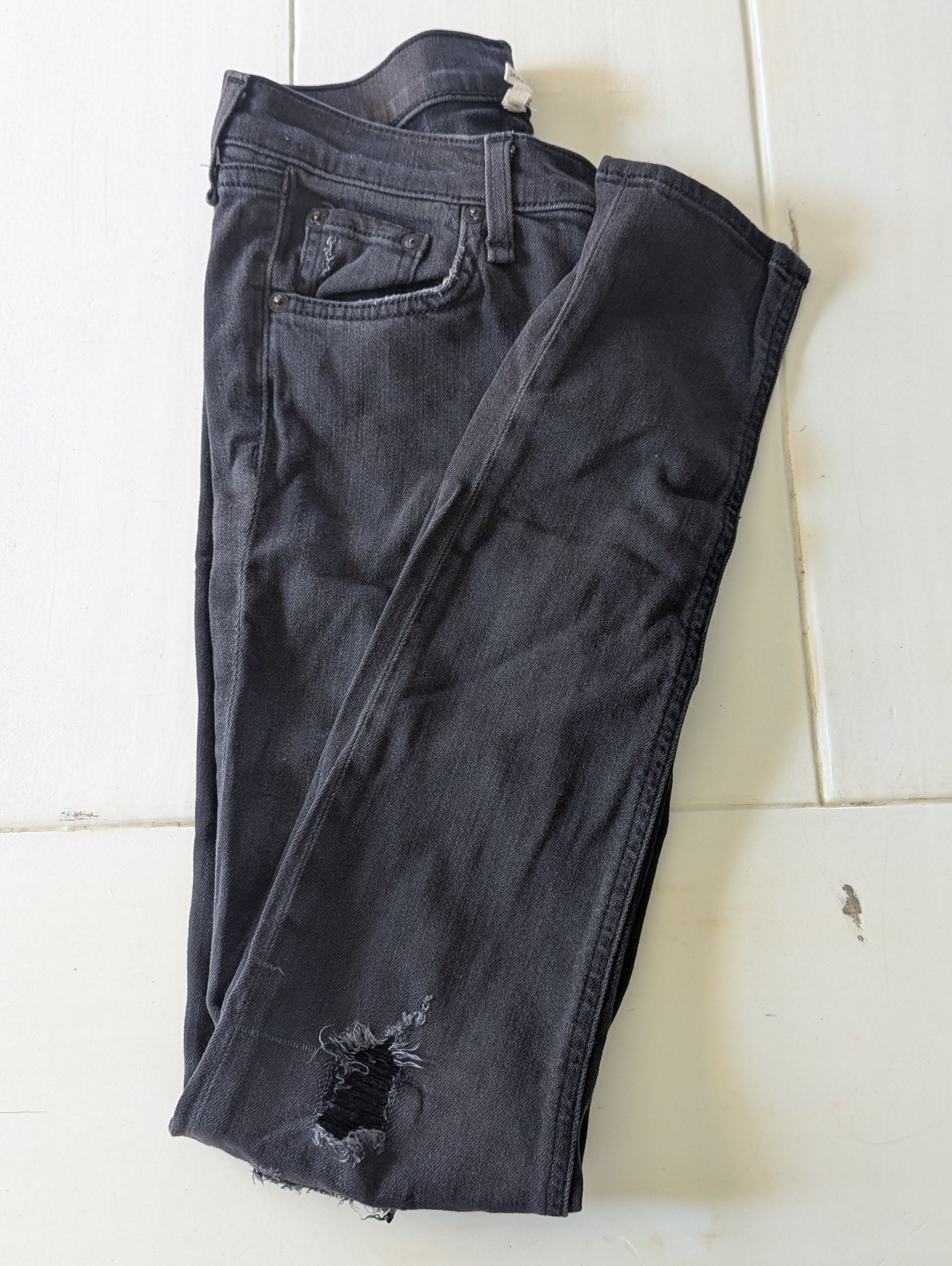Rag & Bone Rag & Bone Black Distressed Skinny Jeans Size 27 Size 27" / US 4 / IT 40 - 10 Thumbnail