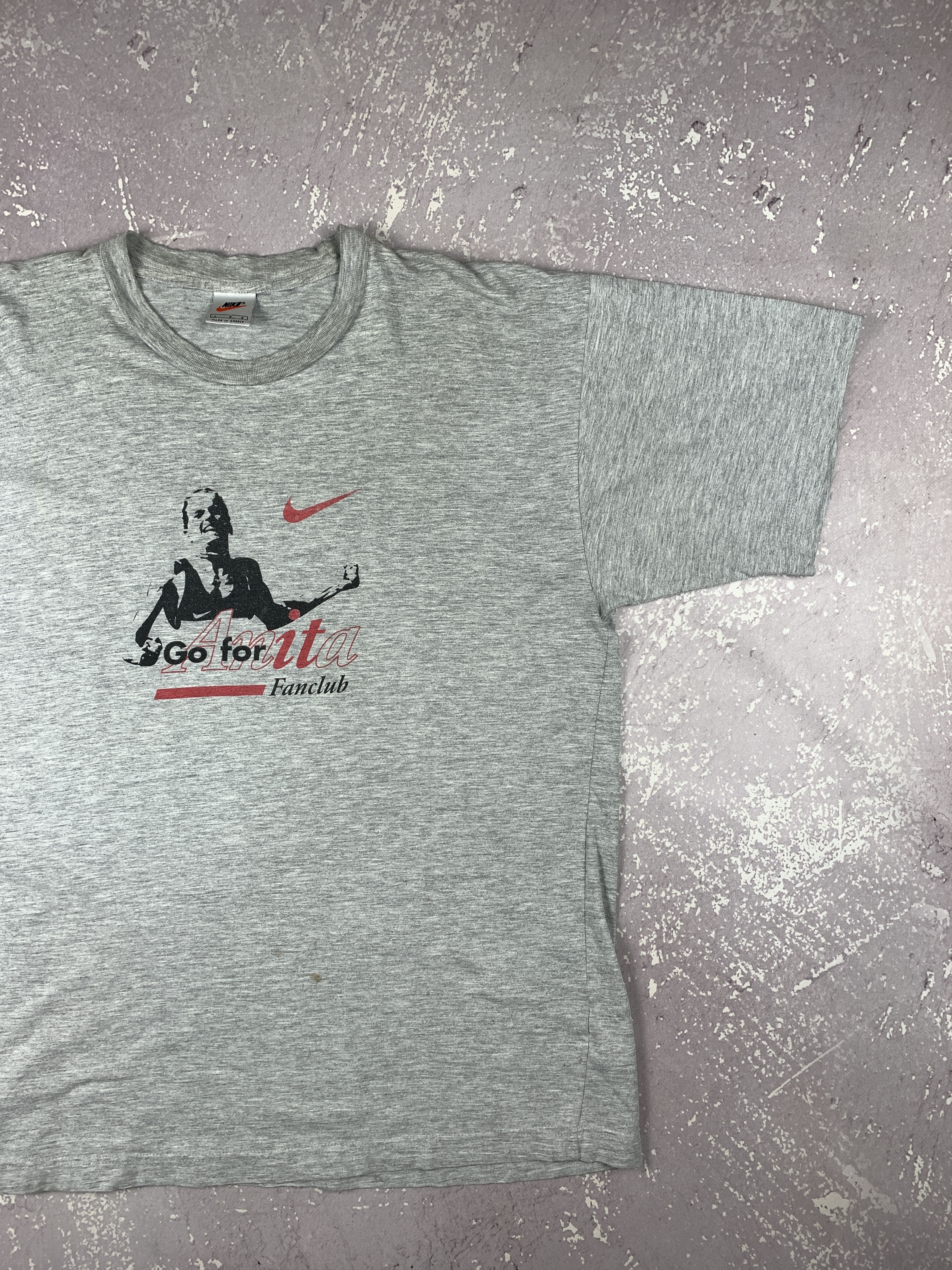 Nike Vintage 90s Nike T Shirt Anita Marathon Running Go for IT Size US L / EU 52-54 / 3 - 2 Thumbnail