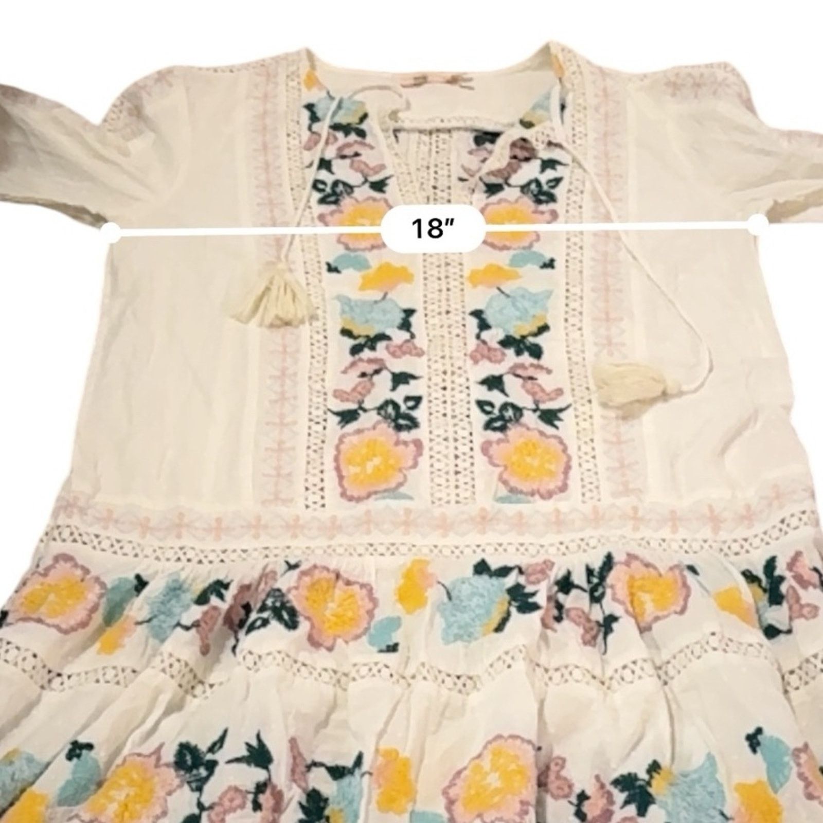 Tory Burch Tory Burch White Multicolor Floral Boho Long Sleeve Dress Size S / US 4 / IT 40 - 11 Thumbnail