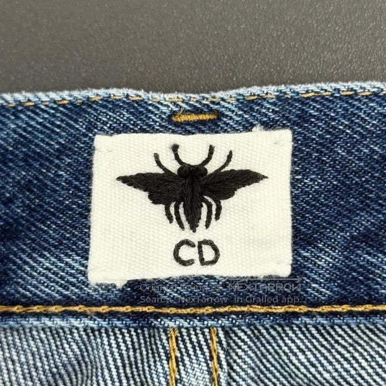 Dior Dior Washed blue leather full logo flip-edged jeans Size 42" / US 20 - 5 Thumbnail