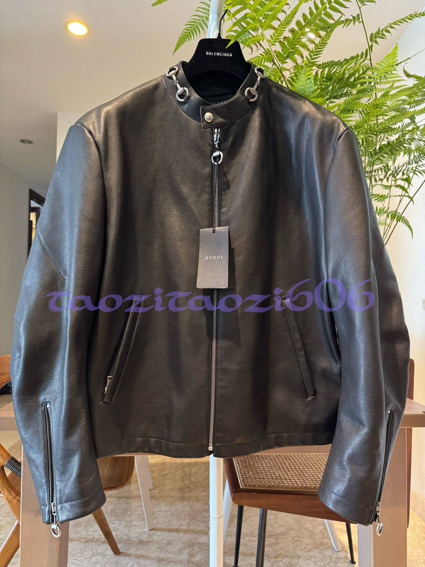 Gucci by Demna 26SS Black Horsebit Leather Jacket
