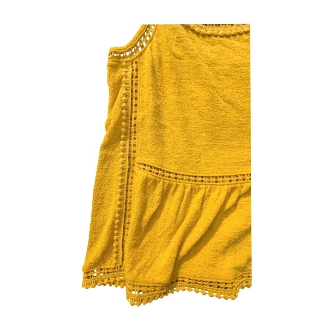 J.Crew Point Sur J.Crew Yellow Textured Cotton Tank Top Sz S Sleeveless Peplum Square Neck Coffee Boy? Size S / US 4 / IT 40 - 3 Thumbnail