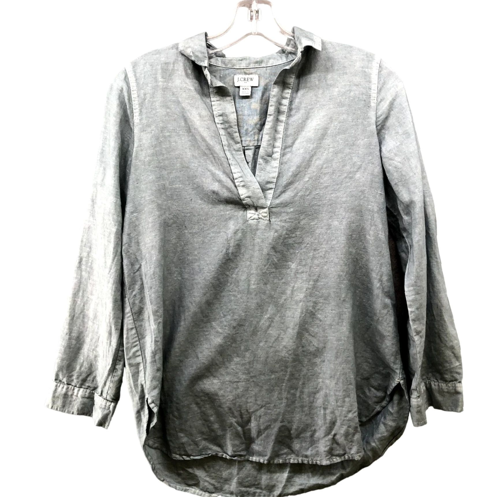 J.Crew VINTAGE J. Crew Popover Top Linen Cotton Blend Womens XXS Long Sleeve Blouse Shirt Casual Womens Gray J.CREW Bohemian Beach 2XS Size XXS / US 00 / IT 34 - 2 Thumbnail