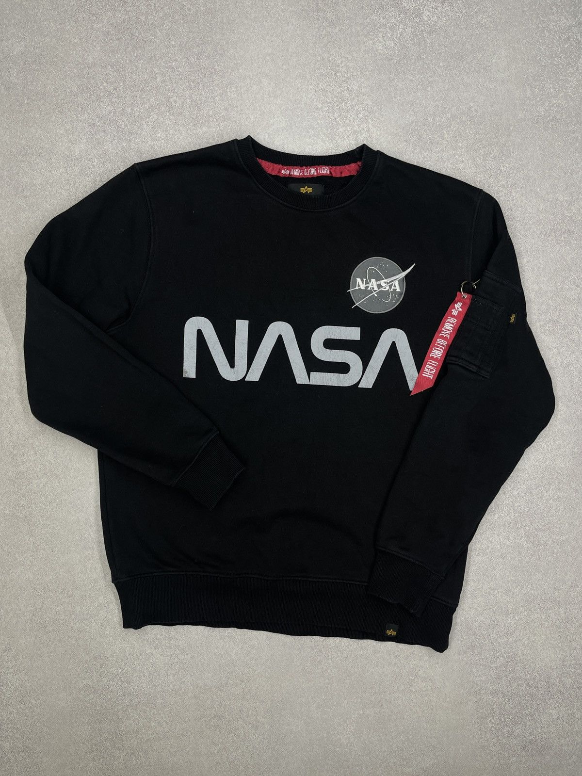 Alpha Industries Mens Alpha Industries x NASA Black Sweatshirt Size L Size US L / EU 52-54 / 3 - 2 Thumbnail
