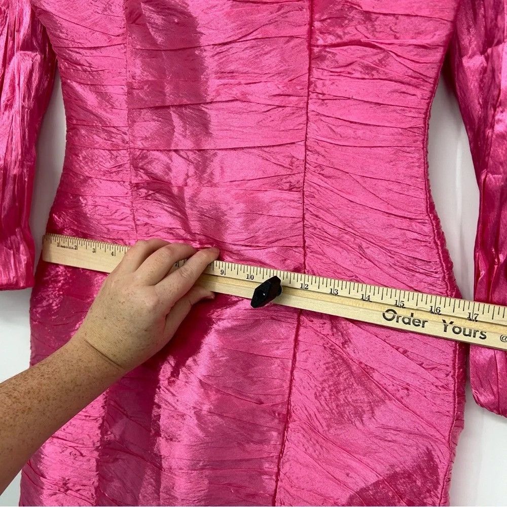 NOCTURNE NOCTURNE LIMITED EDITION BALLOON SLEEVE FUCHSIA DRAPED DRESS Size M / US 6-8 / IT 42-44 - 16 Thumbnail
