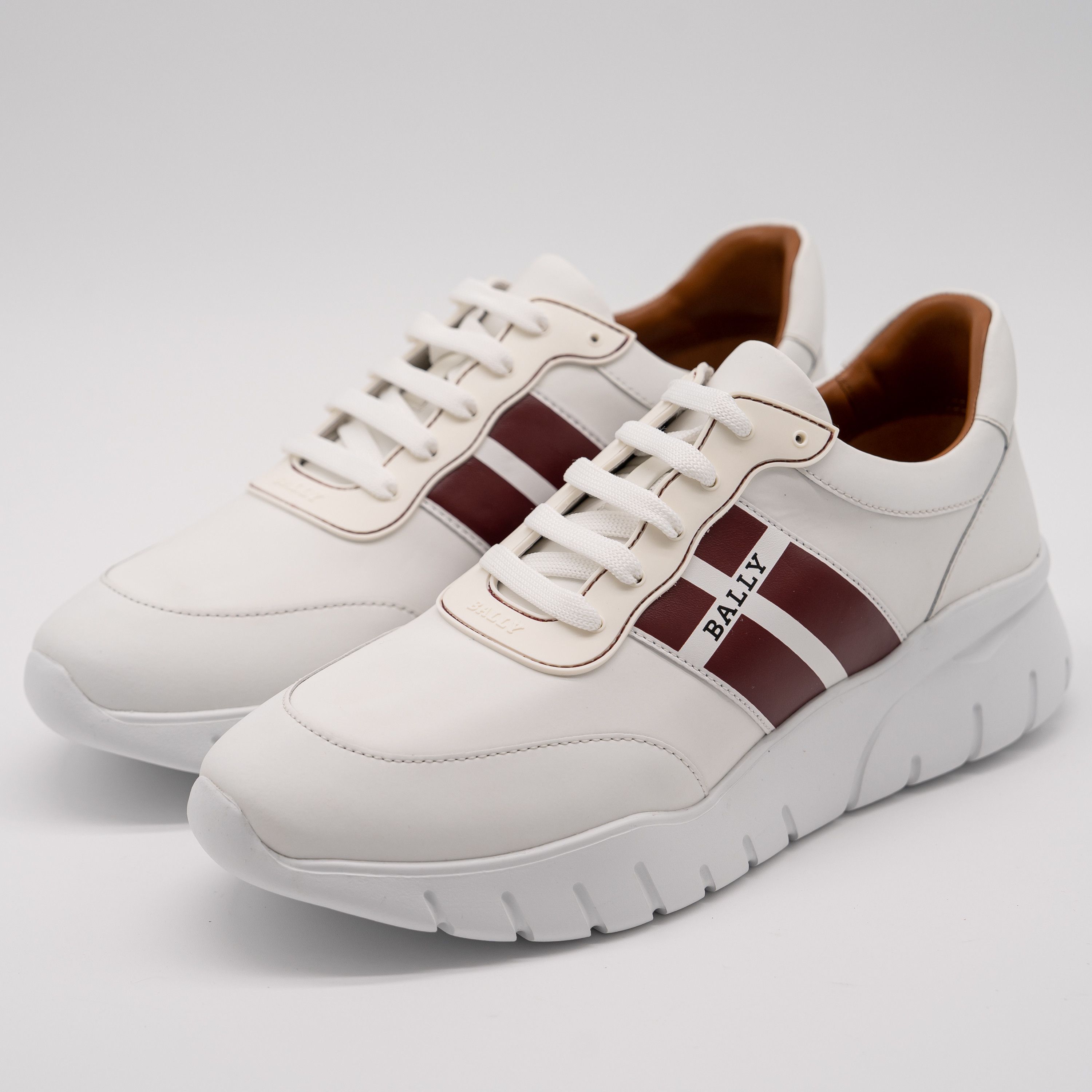 13 Bally Bronnye White Red Sneakers Leather