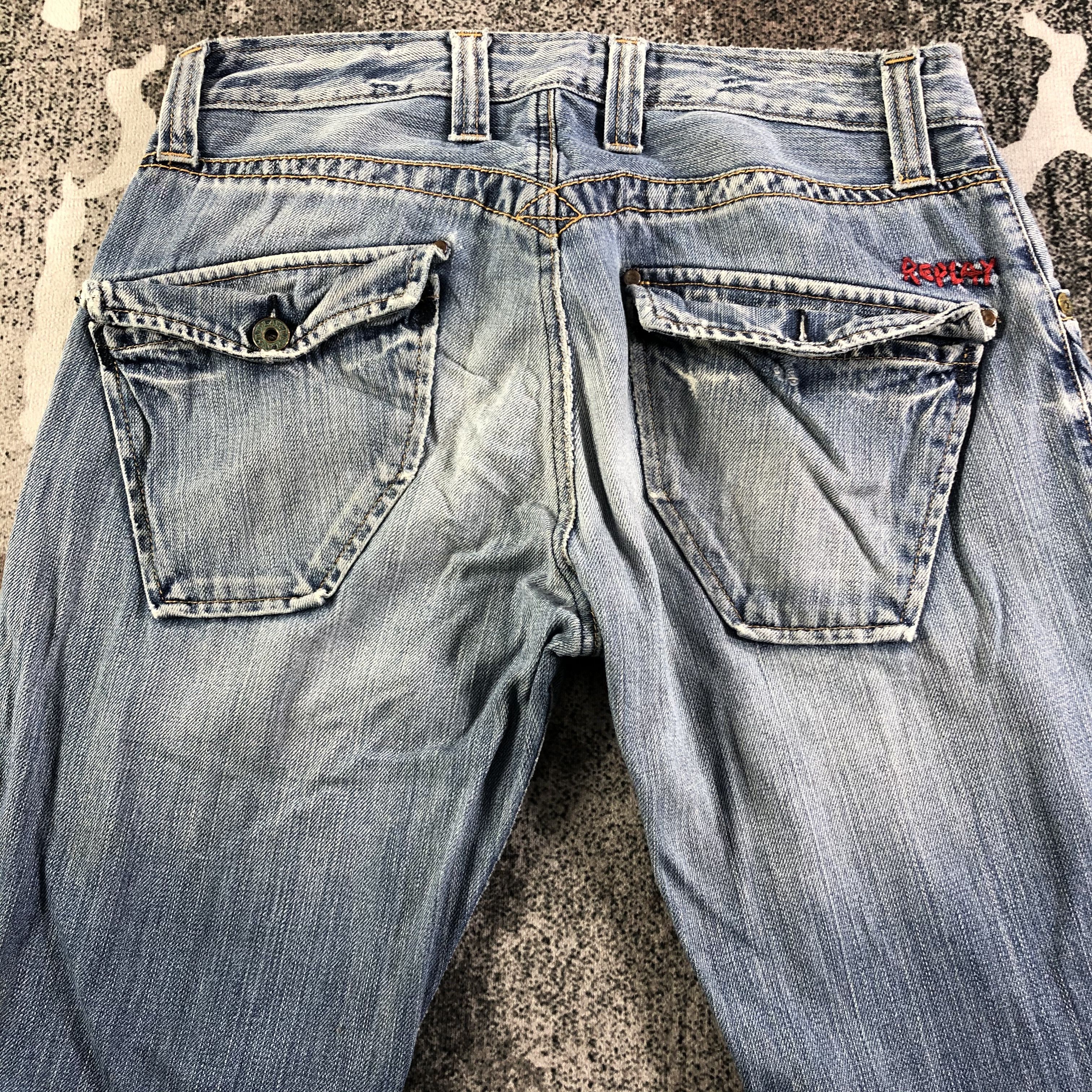 Replay Replay Jeans Ripped Faded Blue Denim KJ2489 Size US 29 - 4 Thumbnail