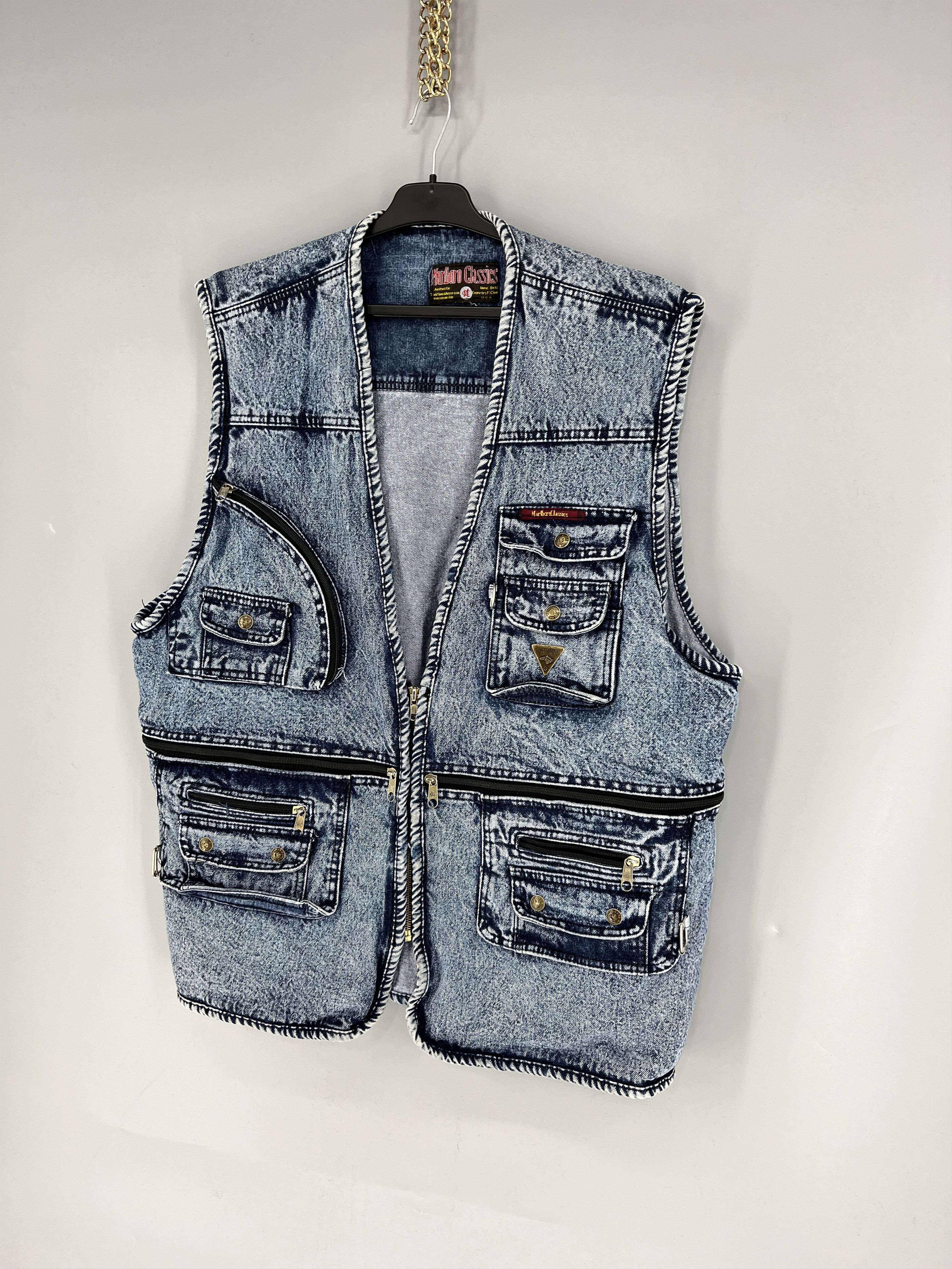 Marlboro Marlboro Classics Vintage Washed Multi-Pocket Denim Vest Size US M / EU 48-50 / 2 - 3 Thumbnail