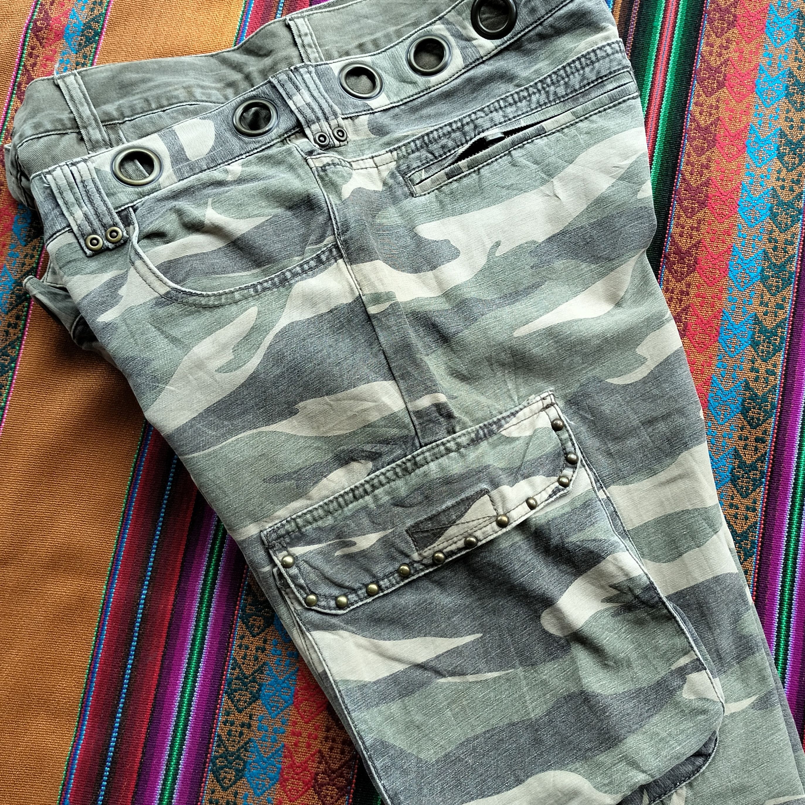 GOA double waist studded flare cargo pants Size US 31 - 14 Thumbnail