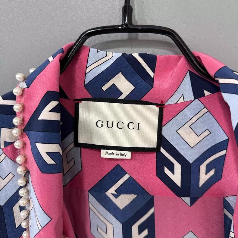 Gucci Gucci Pink pearl cube pattern shirt 2506-Nextarrow Size US XS / EU 42 / 0 - 6 Thumbnail