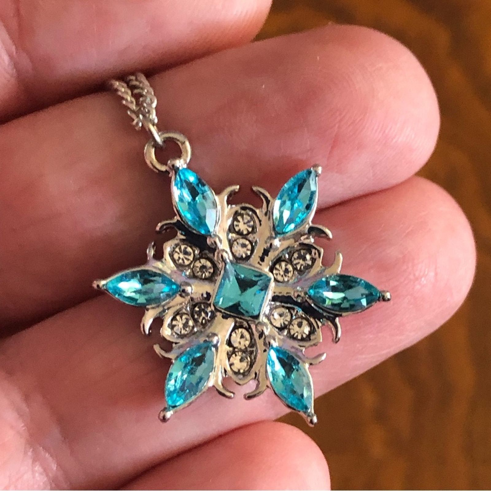 Handmade Hand crafted marquis snowflake on chain necklace Size ONE SIZE - 2 Thumbnail