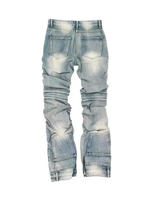 VIBE Vintage washed blue ripped pleated street hip hop jeans Size US 32 / EU 48 - 5 Thumbnail