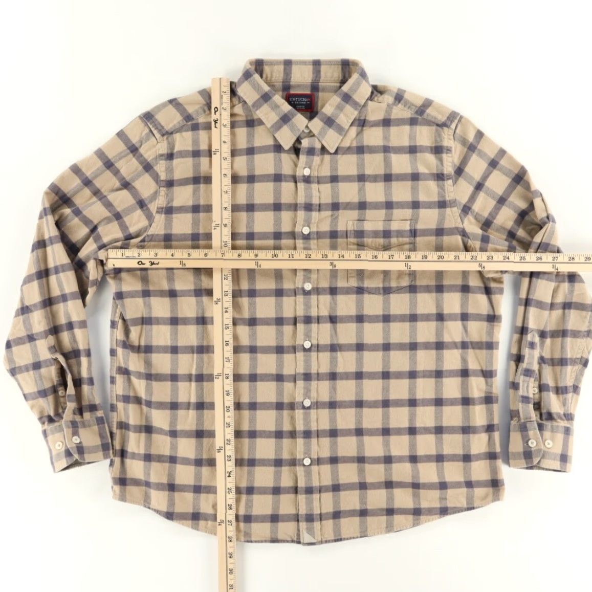 UNTUCKit Untuckit Barnard Flannel Cotton Plaid Button Up Shirt Tan Mens 2XL Size US XXL / EU 58 / 5 - 3 Thumbnail