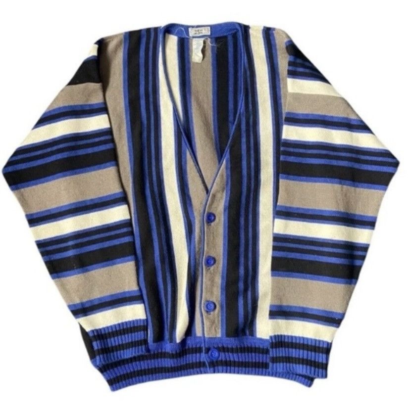 Designer Men Cardigan Sweater Knit Two Tone Blue New Man Medium Size US M / EU 48-50 / 2 - 1 Thumbnail