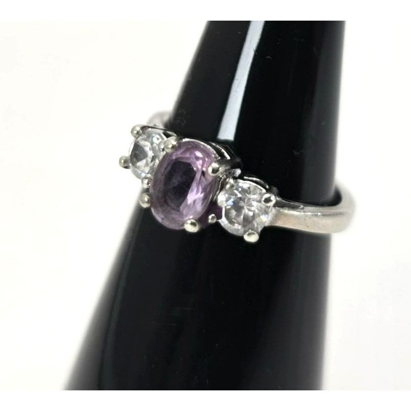 Other Amethyst & White Topaz Sterling Silver Ring Size 5.75 Elegan Size ONE SIZE - 7 Thumbnail