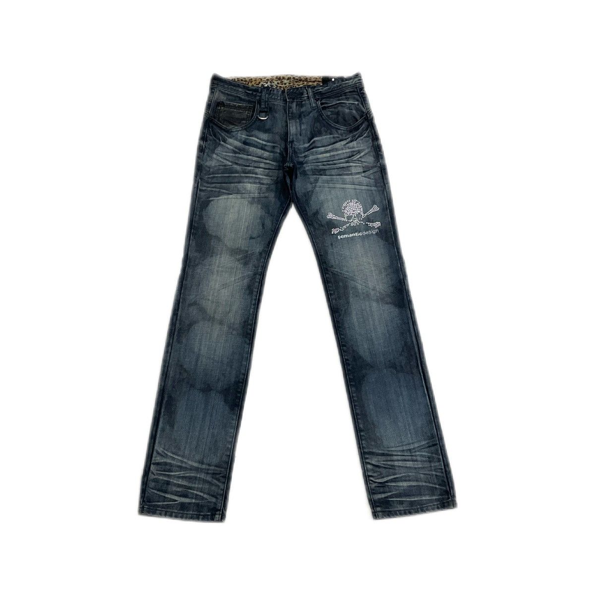 🔥Sick Y2K Roen x Semantic Design Rivet Skull Denim Leopard