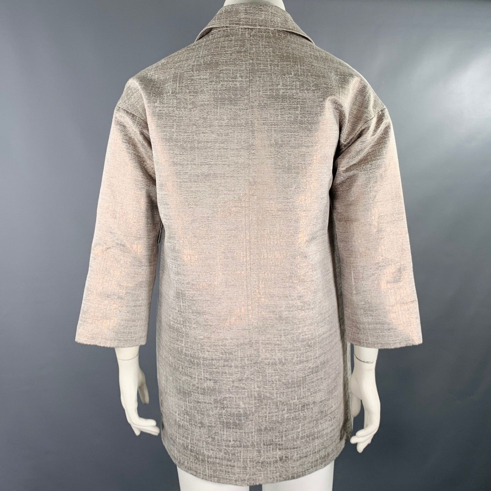 Other Pink Rose Gold Cotton Blend Shiny Single Button Coat Size L / US 10 / IT 46 - 4 Thumbnail