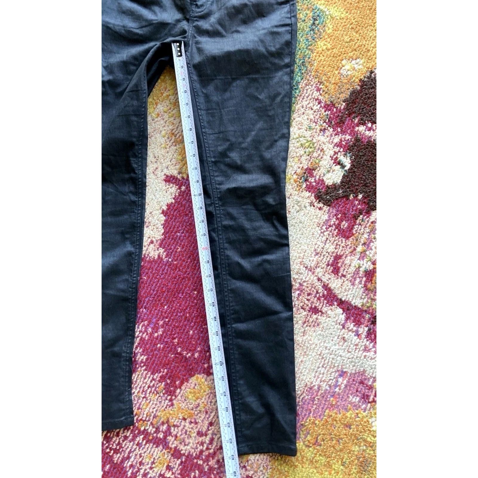Allsaints AllSaints Pants Womens 29x30 Black Ashby Skinny Fit Low Rise Shiny Stretch} Size 29" - 3 Thumbnail
