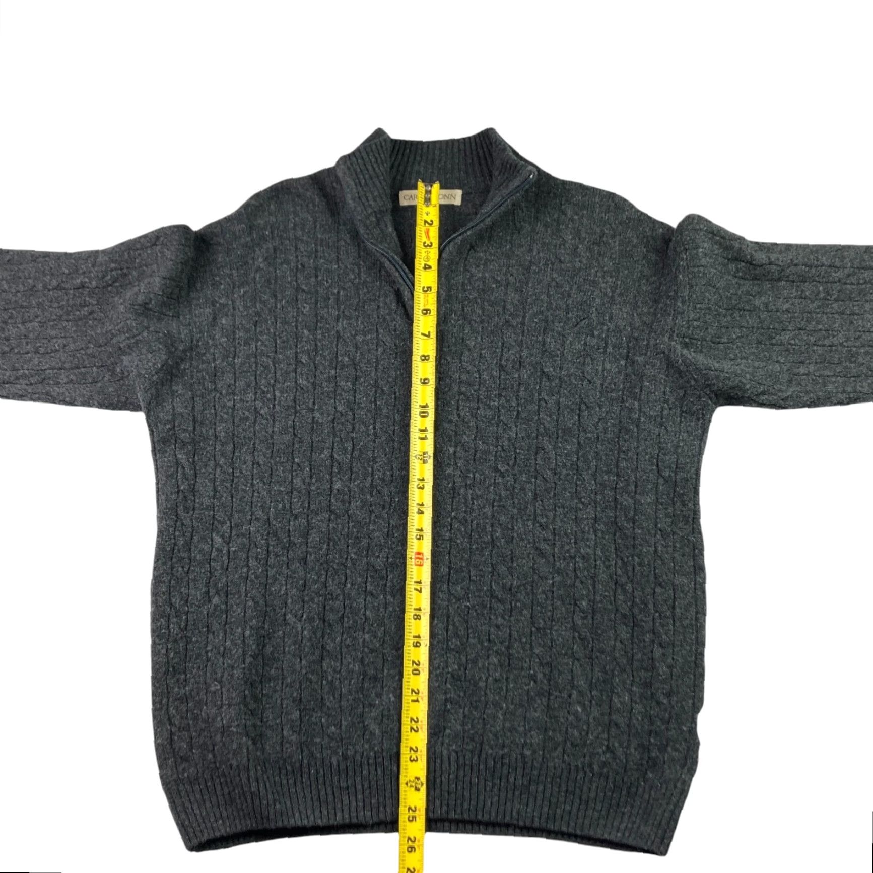 Vintage Carraig Donn Men's 100% Wool Cable-Knit 1/4 Zip Sweater Gray XL Size US XL / EU 56 / 4 - 5 Thumbnail