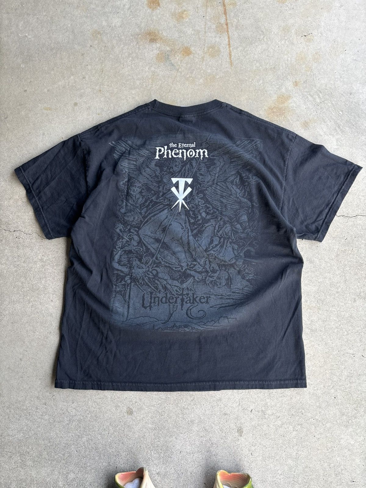 Vintage × WWE Crazy Wwe Undertaker Boxy Faded Black Y2K Grunge Tee Size US XL / EU 56 / 4 - 2 Thumbnail