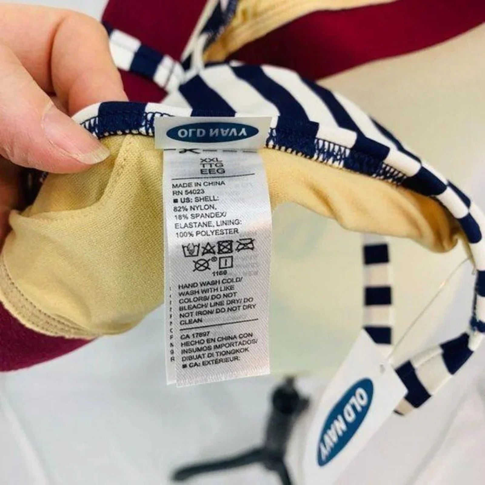 Old Navy Old Navy Bralette Swim Bikini Navy Burgundy Stripe XXL Size ONE SIZE - 7 Thumbnail