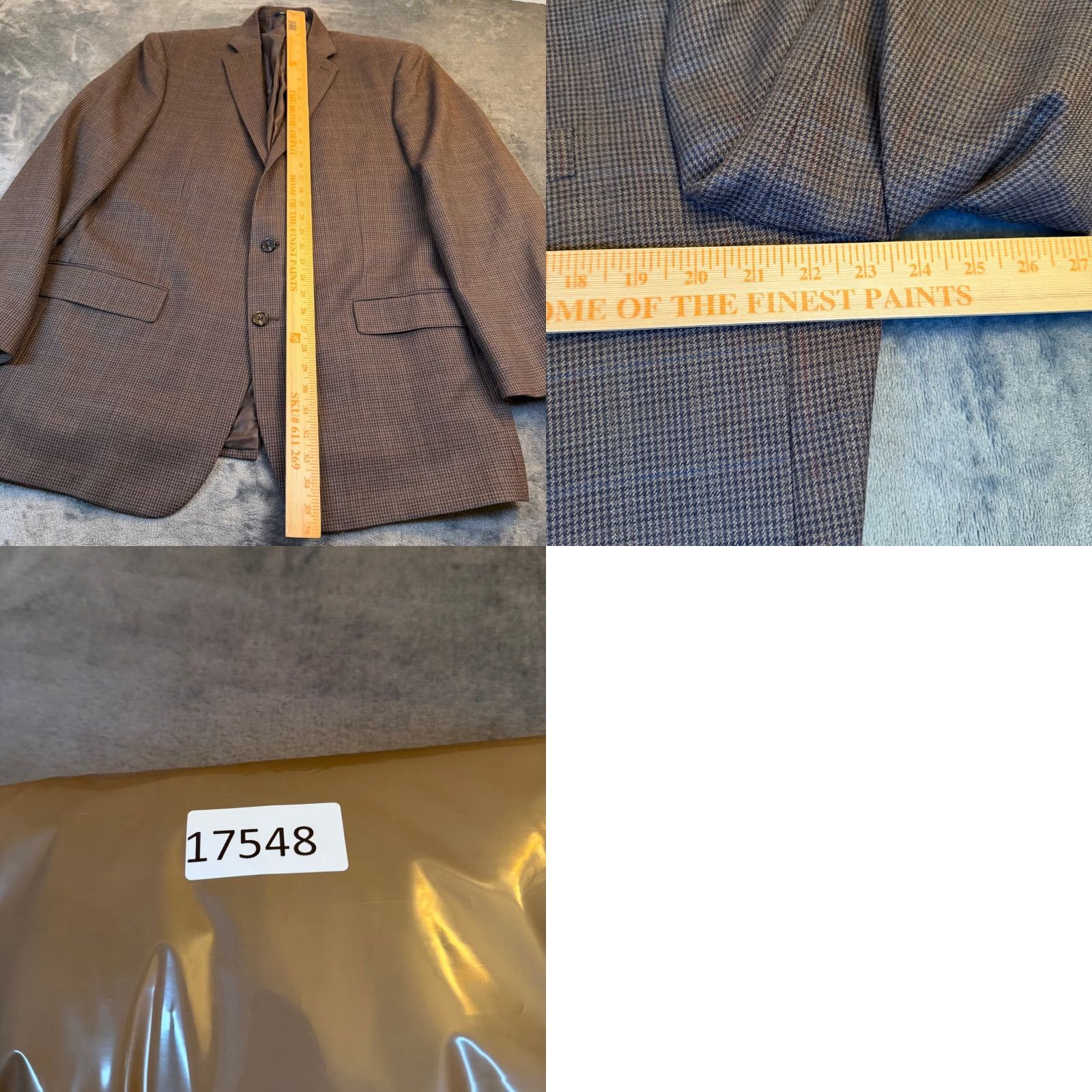 Ralph Lauren Ralph Lauren Mens 48L Brown Wool Houndstooth Windowpane Blazer Size 48R - 8 Thumbnail