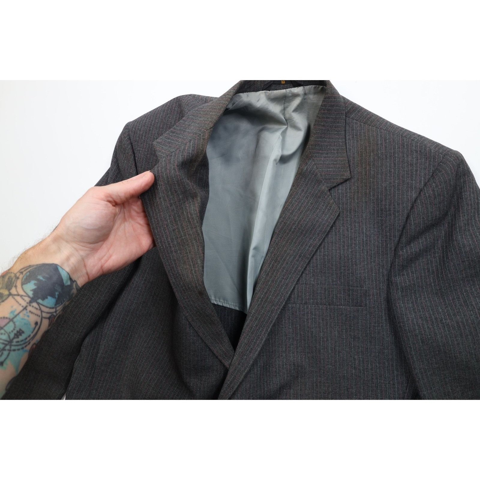 Vintage Vintage 70s Streetwear Distressed 3 Piece Knit Striped Suit Size 44R - 3 Thumbnail
