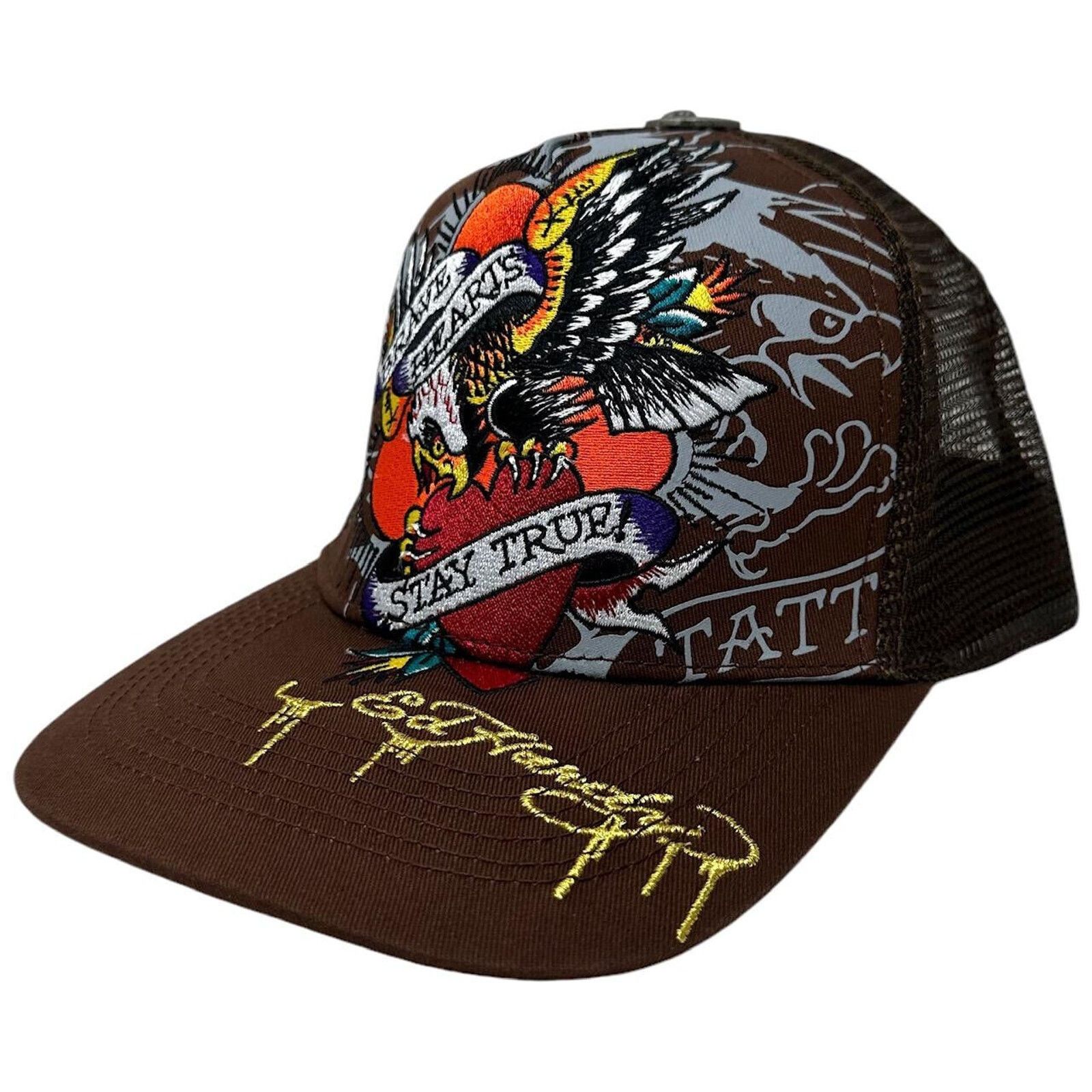 Ed Hardy Ed Hardy Trucker Hat Embroidered Tattoo Brave Eagle Cap Size ONE SIZE - 2 Thumbnail