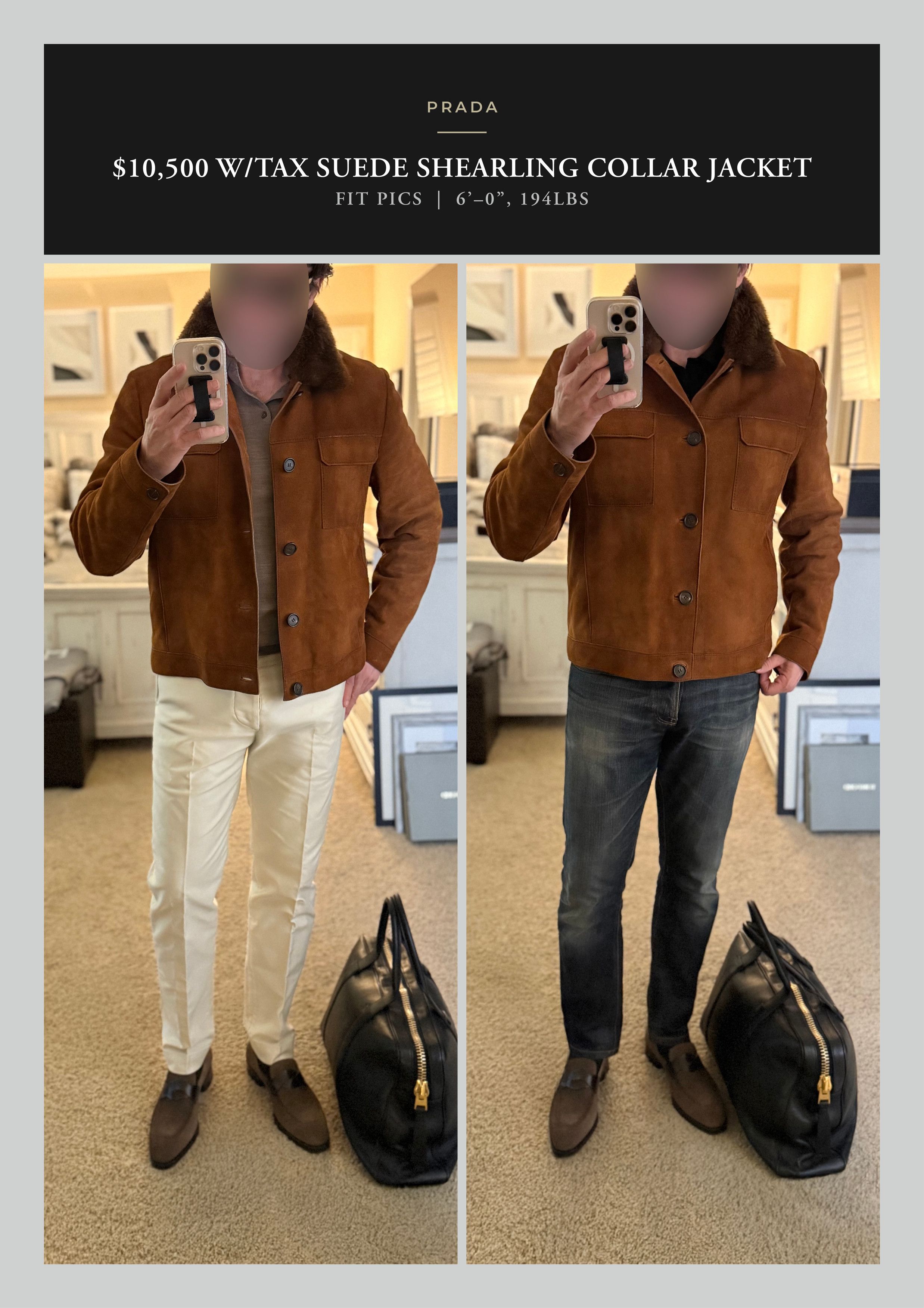 Prada Ultimate Rare $10,500 w/tax Shearling Collar Burnished Suede Size US L / EU 52-54 / 3 - 3 Thumbnail
