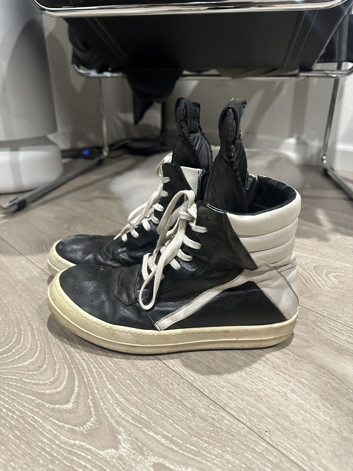 Rick Owens Geobasket Leather Hightop Sneakers 42 | Grailed