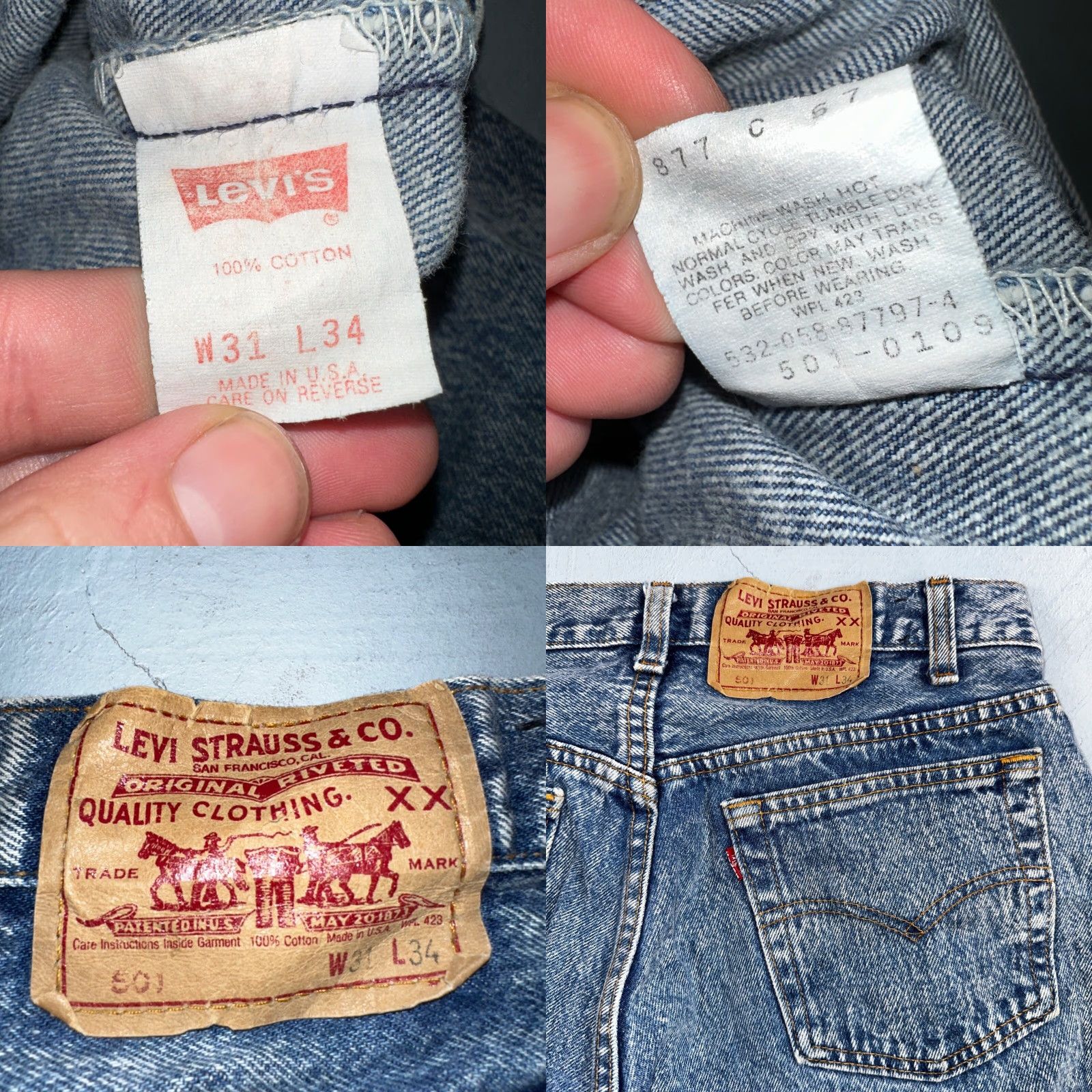 Levi's VINTAGE Levi's 501 90s USA Straight Leg Jeans Blue Med Wash 31x34 29x32 Men Jeans Size US 31 - 9 Thumbnail