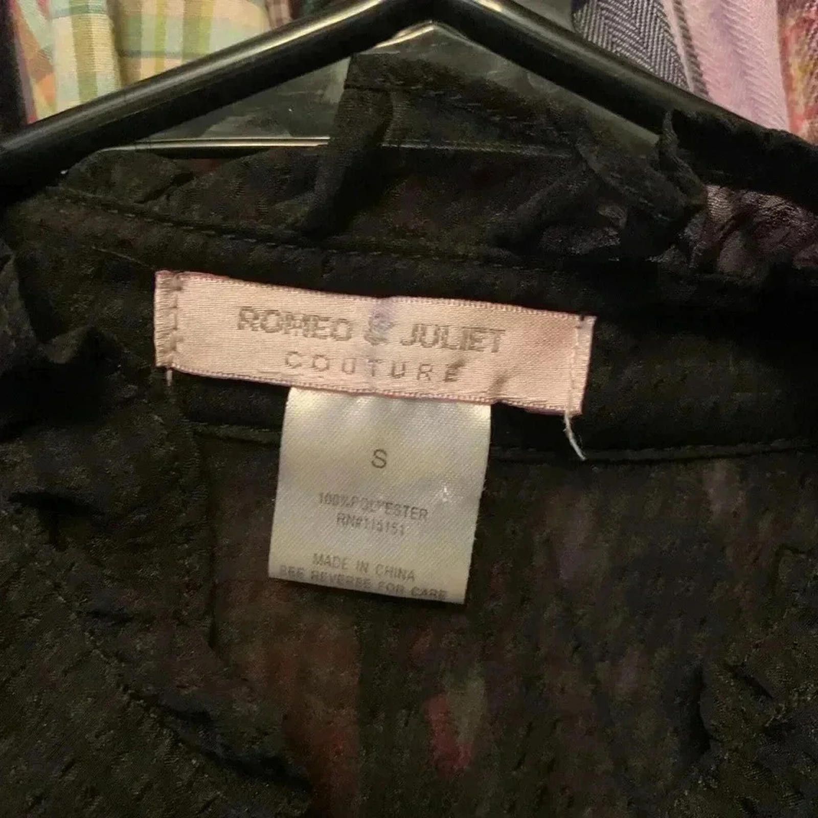 Designer Black ruffly, romantic, long sleeve Size S / US 4 / IT 40 - 4 Thumbnail
